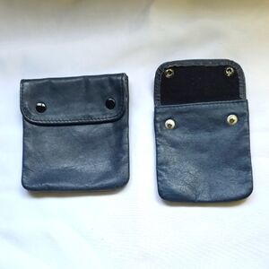 Pair Navy Leather Pouches